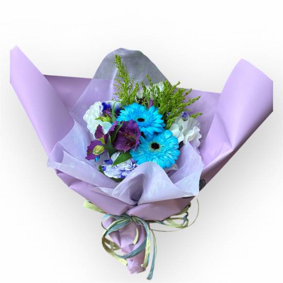 ブルー・紫系の花束